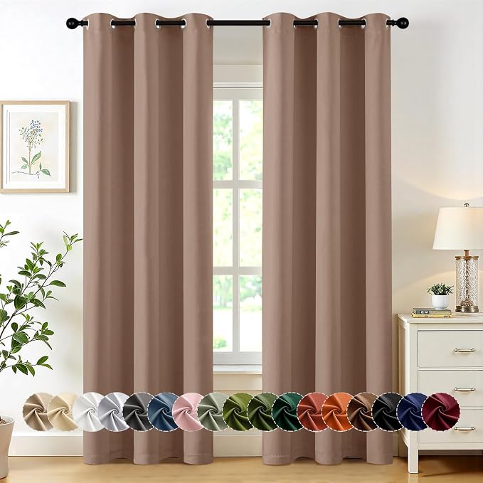 MIULEE Blackout Curtains for Bedroom 2 Panels 40 x 84 Inch Long Cappuccino | Thermal Insulated, Living Room Darkening Grommet Drapes, Noise Reducing, Light Blocking Window Treatments