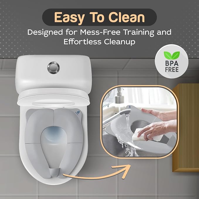Baby Proof Me Travel Potty Training Seat for Toddlers Boys and Girls – ABS Plastic Foldable, Non-Slip Suction Cups, Fits Round & Oval Toilets, Portable Toilet Seat for Kids, Includes Free Travel Bag