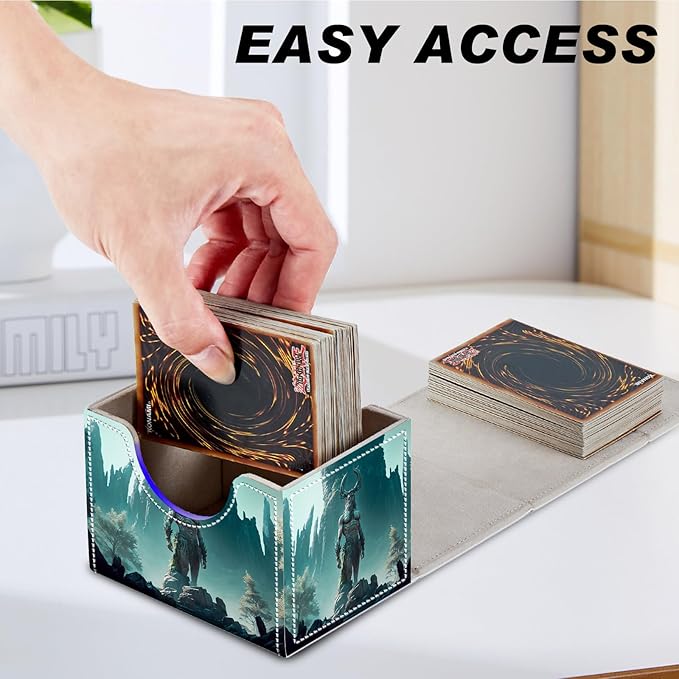 DEGDFSGR Card Game Storage Box for TCG MTG Deck Box Organizer Trading Card Case Commander Deck Box Magnetic Closure Creative Pattern Up to 200 Cards, God Of Mountains Monster