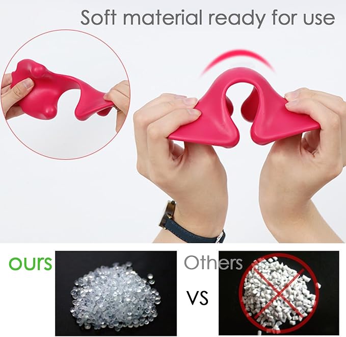 Manual Portable Neck and Cervical Massager Office Acupressure Head and Neck Fatigue Relief Massage (Rose red)