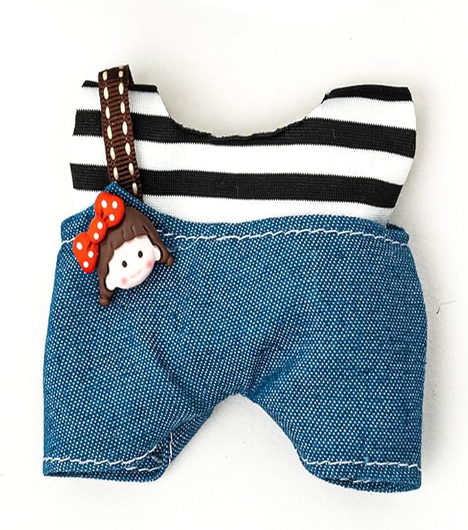 Clothes for 17cm Dolls(NO Doll) Outfit with Accessories Suit Cute Stylish Dress Up Set Striped Off-Shoulder