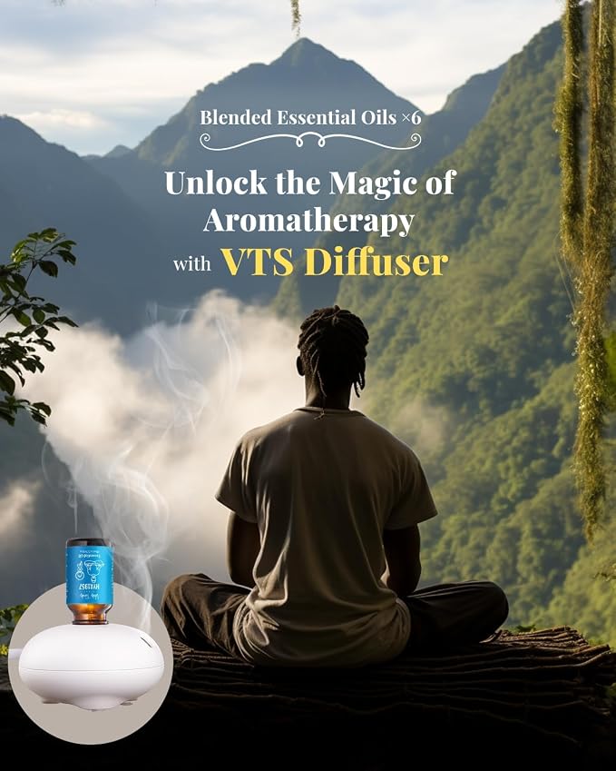 VTS Waterless Diffuser with Hotel Scent Essential Oils Set, Top 6 Aromatherapy Oil Blends for Diffusers, Home Fragrance Air Freshener