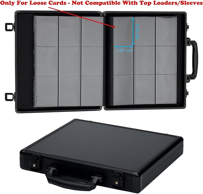 Azamou Premium 9-Pocket Hard Case Card Binder, 450 Cards Capacity for TCG MTG YGO Sports Cards, Sleeve-Free & Not Compatible with Top Loaders/Sleeves (Black – Only for Loose Cards)