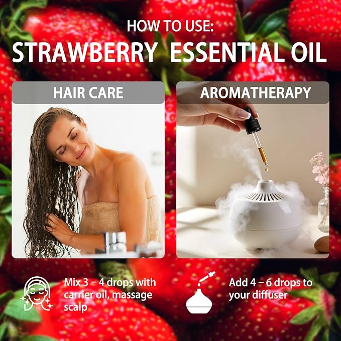 Strawberry Essential Oil - Strawberry Oil for Diffuser, 16 Fl Oz(480ml) | Candle Making, Soap Making, aroma, Strong Scent, Pure, Natural, Home Fragrance, Massage, Large Bottle
