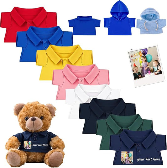 Custom Teddy Bear Clothes with Name Photo, Personalized Stuffed Animal Clothing Fit 8-16inch Stuffed Bear Clothing, Personalized Doll Clothes Make Your Own Plush Doll Shirt