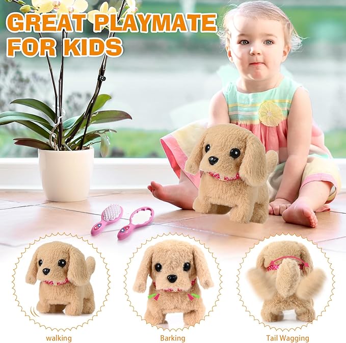 15 Pcs Robot Puppy Dog Toys for Girls Kids Boys, Realistic Robot Puppy Toys with Walk & Bark, Toy Gifts for 3 4 5 6 Year Old, Ideas 3 4 5 6 Year Old Girls Birthday Gifts
