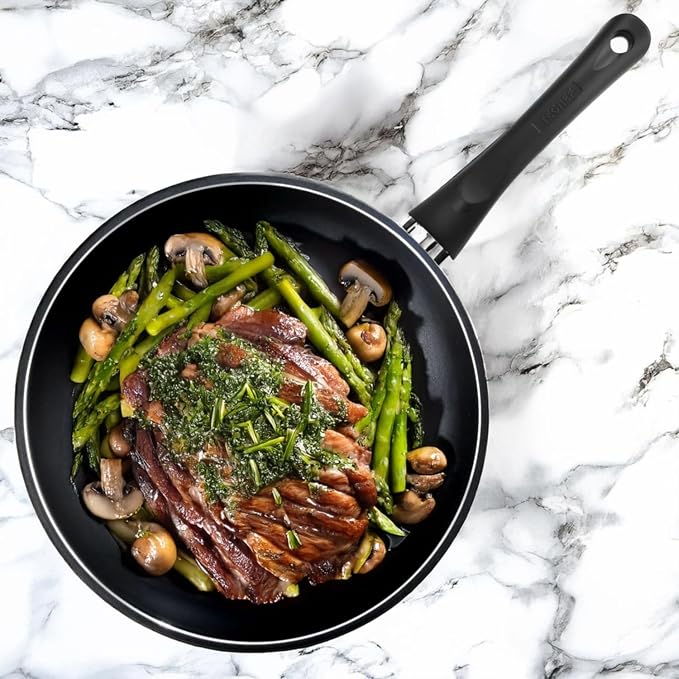 TECHEF - Color Pan 12" Frying Pan, Coated with New Safe Teflon Select - Color Collection/Non-Stick Coating (PFOA Free), Made in Korea, Pure Black