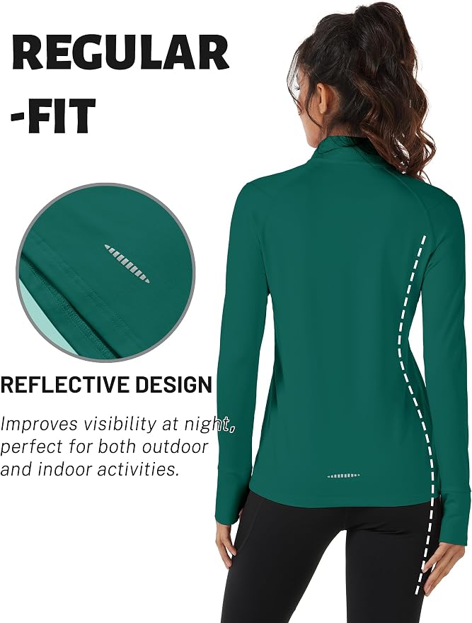 TACVASEN Women's Quarter Zip Sweatshirt Fleece Long Sleeve Workout Pullover | Lightweight Breathable Thermal Fabric,Mock Neck Design,Athletic Tops,Ideal for Gym Running Activities