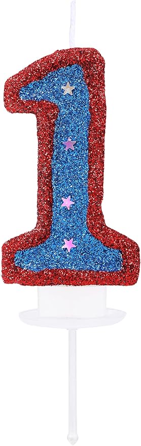 Number 1 Candle for First Birthday Boy Girl Blue Hero Captain 1 Birthday Candle, 3D Number 1 Cake Topper for Kid's Superheroes Theme Party Cake Decoration