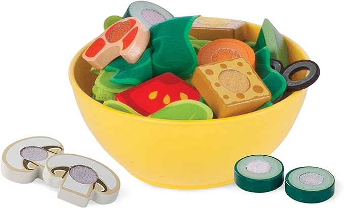 Melissa & Doug Slice and Toss Salad Play Food Set – 52 Wooden and Felt Pieces