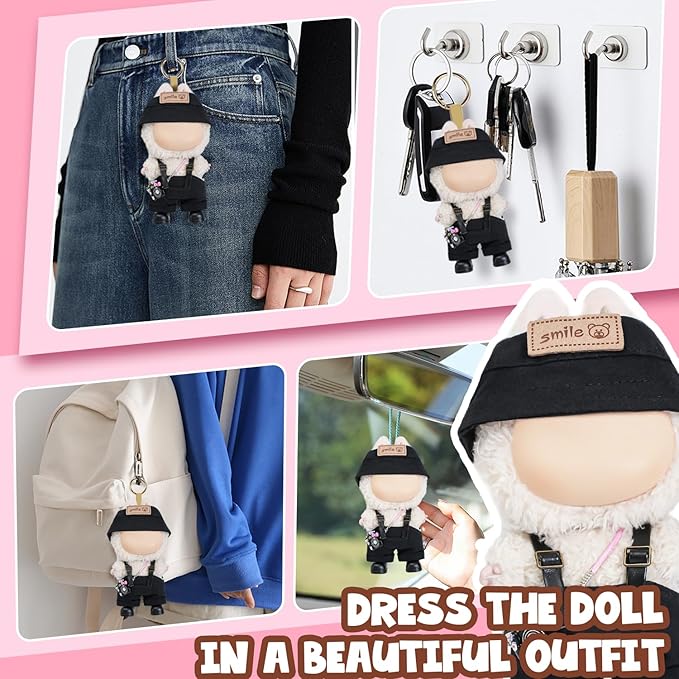5 Piece Cute Doll Clothes 17 cm Outfit Blind Mystery Accessories Mini Stuff Dress Overalls Hoodie Pajamas Black