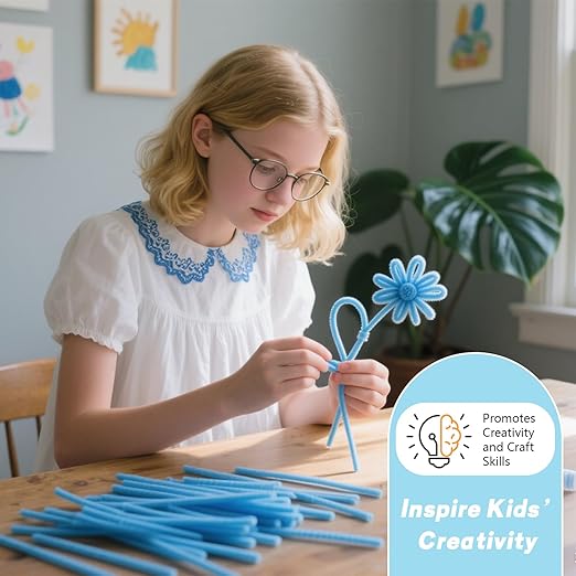 Pipe Cleaners Craft 300PCS 3 Colors Blue Pipe Cleaners Bulk 30CM Limpia Pipas para Manualidades Fuzzy Wire Chenille Stems for Arts Crafts and Creative DIY Projects Decorations