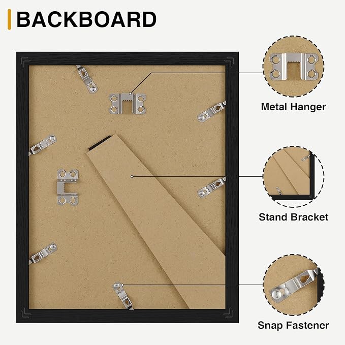 Vittanly 8x10 Picture Frames Set of 9, Black&Walnut Brown&Dark Grey | Display Pictures 5x7 with Mat or 8x10 without Mat, Small Photo Frames, Engineered Wood with Shatter Resistant Plexiglass