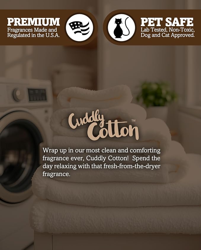 Cuddly Cotton Scented Natural 3 Wick Candle, Essential Fragrance Oils, 100% Soy, Phthalate & Paraben Free, Clean Burning, 14.5 Oz.
