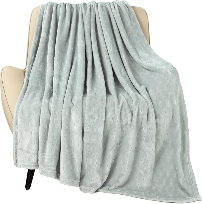 Fleece Blanket Super Soft Cozy Throw Blanket 50" x 60", Lightweight Fuzzy Comfy Textured Flannel Blanket Warm Plush Throw Blankets for Couch, Sofa, Bed, Mirage Gray