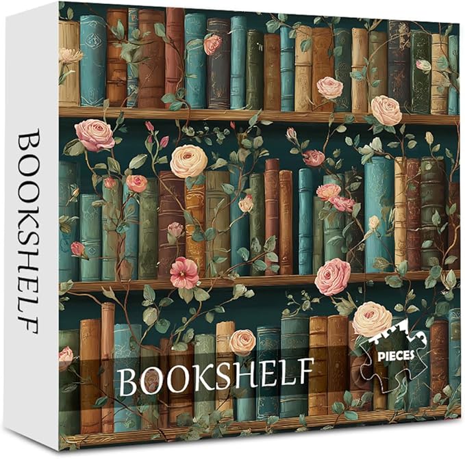 Puzzle 1000 Piece for Adults Jigsaw Featuring Aesthetic Home Decoration Unique Gift for Cat Lovers Premium Large Puzzle for Family Fun (Books&Blooms Puzzles-1000pcs)