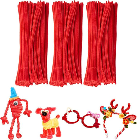 Red Pipe Cleaners Craft Supplies - Craft Pipe Cleaners & Chenille Stems for DIY Arts & Crafts Projects, Kids Toys & Games, Christmas Gifts & Decorations