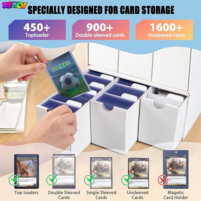 Trading Card Storage Box, 9 Drawer Top Loaders Storage Box with 60 Card Dividers, Cardboard Trading Card Organizer for Collectible Cards Games,Card Box Fits For TCG,MTG,TCG and Basktaball Cards