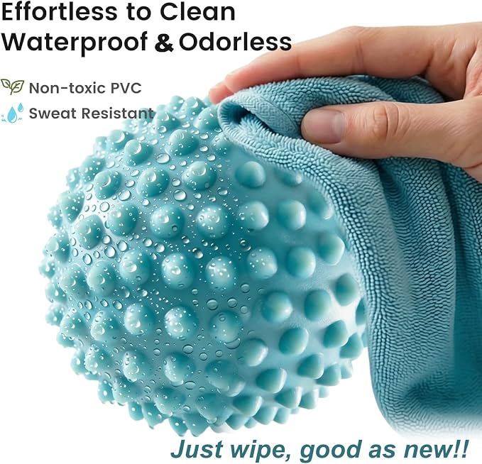 9cm Massage Ball for Trigger Point & Deep Tissue - Gentle Spiky PVC Muscle Roller for Plantar Fasciitis, Neck, Back & Foot Pain Relief - Portable Body Massager (Light Blue)