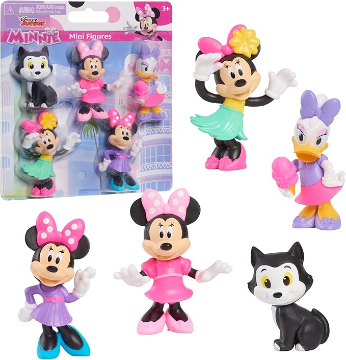 Just Play Disney Junior Minnie Mouse Mini Figures 5 Pack, 1.75" to 2.75" Tall; Toys for Kids Ages 3+