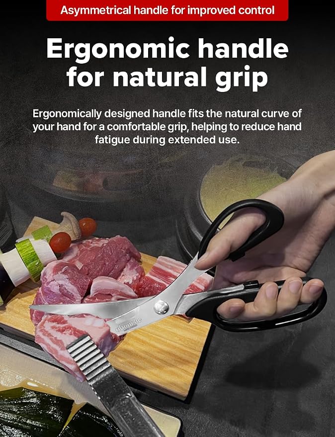 Made in Korea, Korean Barbecue Scissors, Meat, Chicken, Vegetables, High Strength Stainless Steel Grip-Excellent Barbecue Scissors (Korean BBQ Scissors)