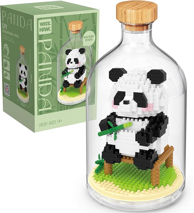 Creative Panda Toy Building Set,Adult Mini Animal Friend Set,Party Favors Gift for Kids,Animal Lovers Office Home Decor Building Block,New Year Easter Birthday Gift for Boys Girls(Eating)