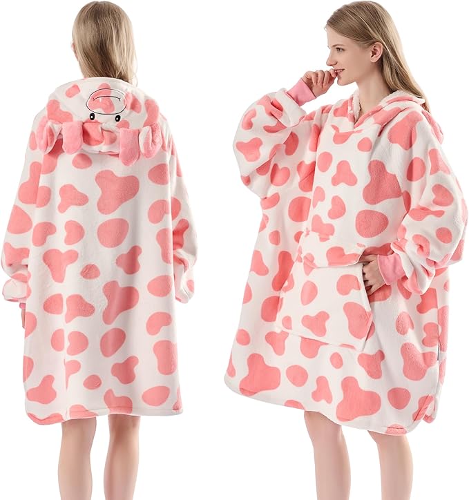 Krifey Wearable Blanket Hoodie, Oversized Sherpa Fleece Sweatshirt with Giant Pocket, Birthday Gifts for Women, Mom, Sister