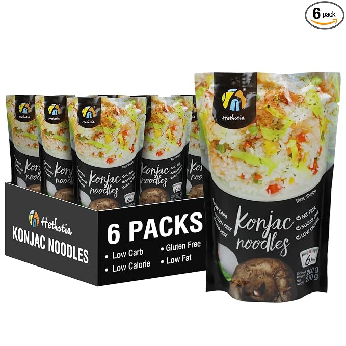 Hethstia Shirataki Rice, Konjac Rice Alternative, 6 Pack Low Carb Keto Rice | Gluten Free, Vegan, Sugar Free, 0 Fat, Low Calorie, Ready Meal Solution, Healthy Grain Free Option, Convenient Pantry Food