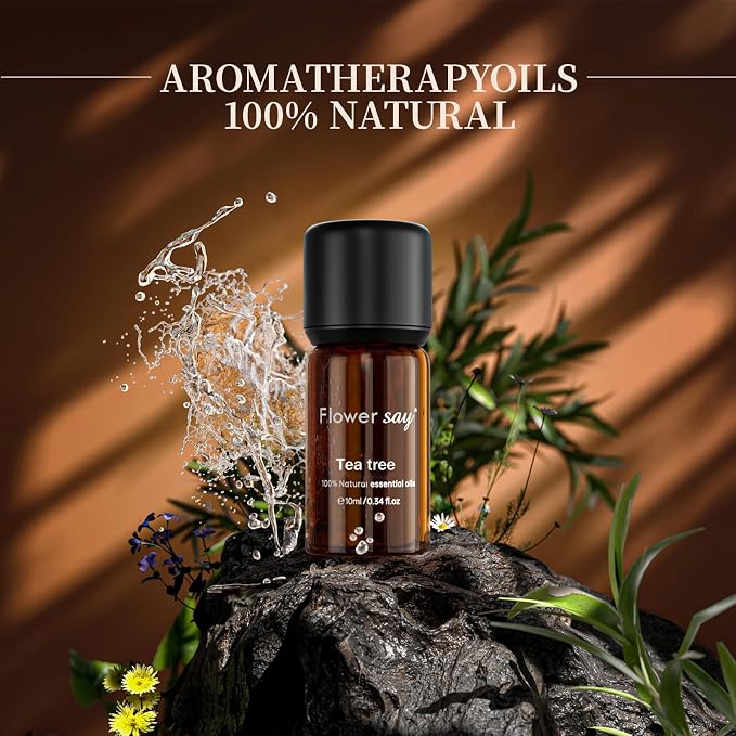 Flower Say USDA Organic Tea Tree Oil for Skin,Natural Australian Tea Tree Essential Oil for Toenail,Undiluted 100% Pure Tree Tea Oil for Scalp, Diffuser & Aromatherapy 10ml (0.34 Fl Oz)