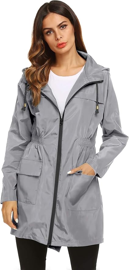 Lomon Women Waterproof Lightweight Rain Jacket Active Outdoor Hooded Raincoat