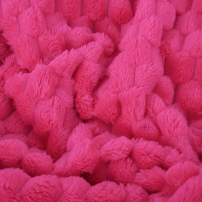 Hot Pink Throw Blanket 50"×70" Gifts for Mom Fuzzy 3D Jacquard Decorative | Flannel Fleece Super Soft Plush Cozy Blanket for Couch Sofa Chair Lightweight