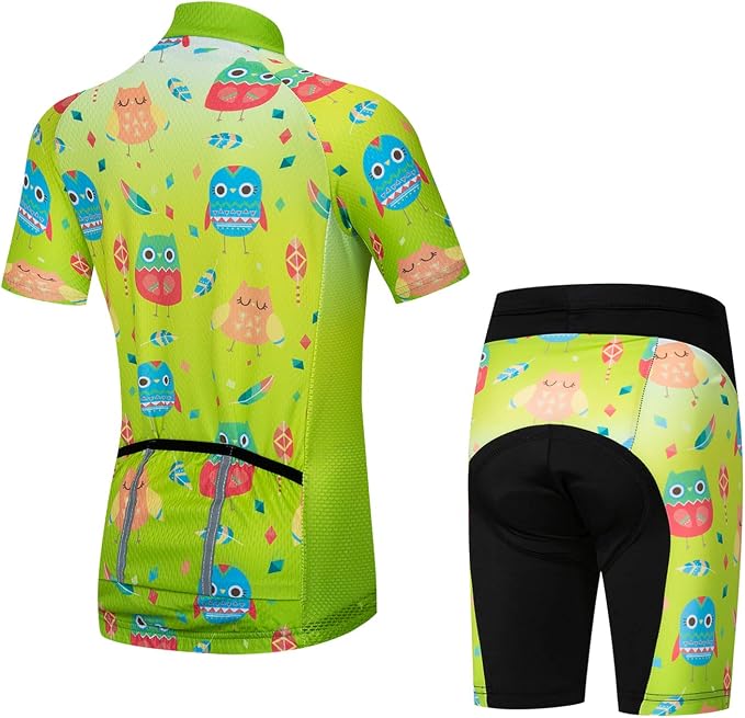 Hotlion Kids Cycling Jersey Set Short Sleeve Boys Mountain Bike Shirt Girls Cartoon Bicycle Tops Childs for Riding Biking