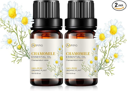 2-Pack Chamomile Essential Oil - 100% Pure Organic Natural Plant (Chamaemelum nobile) Chamomile Oil for Diffuser, Aroma, Spa, Massage, Yoga, Perfume, 2x10ML