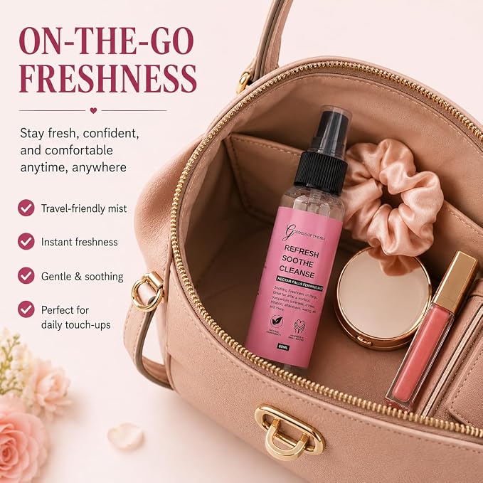 Nectar Falls Feminine Mist – Natural Odor Control Spray | Refreshing, pH-Balanced Intimate Mist for Daily Freshness | Vegan, Soothing, Alcohol-Free with Aloe & Botanical Extracts