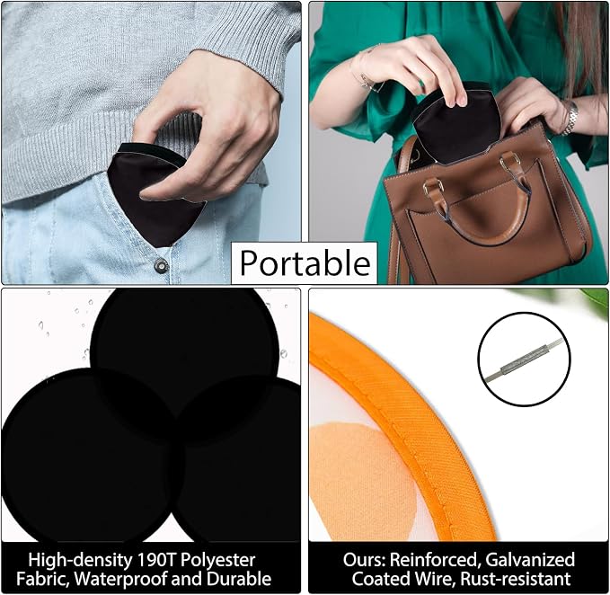Foldable Flying Disc Fans Set with Bags, 9.8 Inch Black Egde Fabric Beach Flying Disc for Wedding Gift Party Favors Outdoor Activity