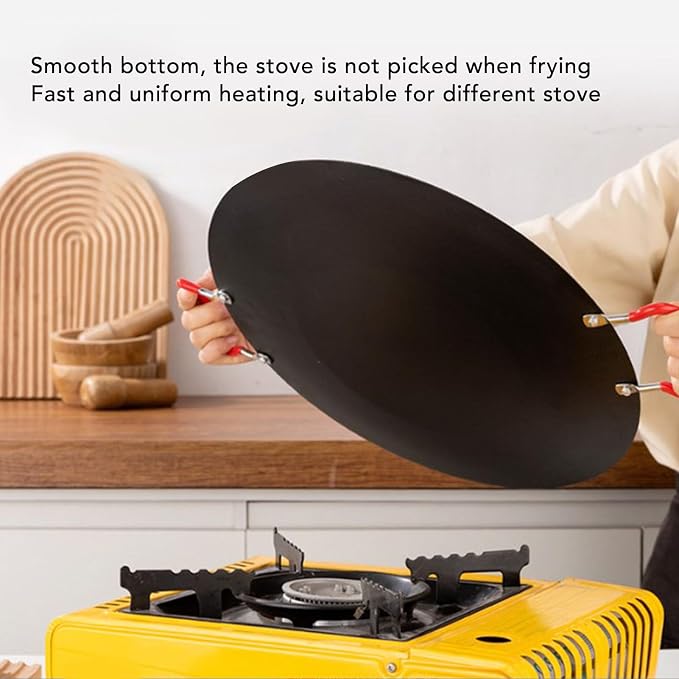 Non Stick Korean Grill Pan, Round BBQ Griddle Pan with Silicone Handle Design, High Temperature Resistant, Suitable for Camping, Outdoor Barbecue (Medium 80 X 60 X 53cm / 31.5 X