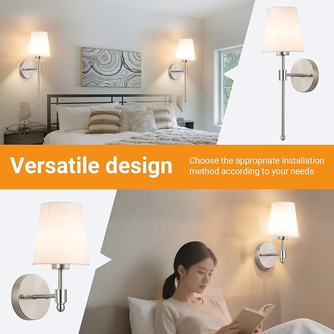 Battery Operated Wall Sconces Set Of 2, Wireless Battery Wall Light With 10000mAh RGB Rechargeable Magnetic Bulb, Rechargeable Wall Sconce With Remote Control For Bedroom, No Electrician Required