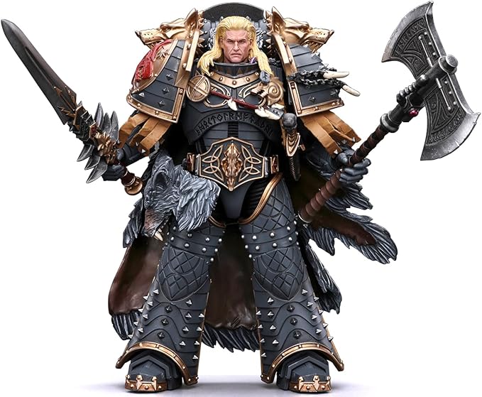 JOYTOY Warhammer 40K 1/18 Action Figure - Space Wolves Leman Russ Primarch of The VIth Legion - Collectible Display Model for Decor & Gifts - Birthday, Christmas, Character Figure - JT6137