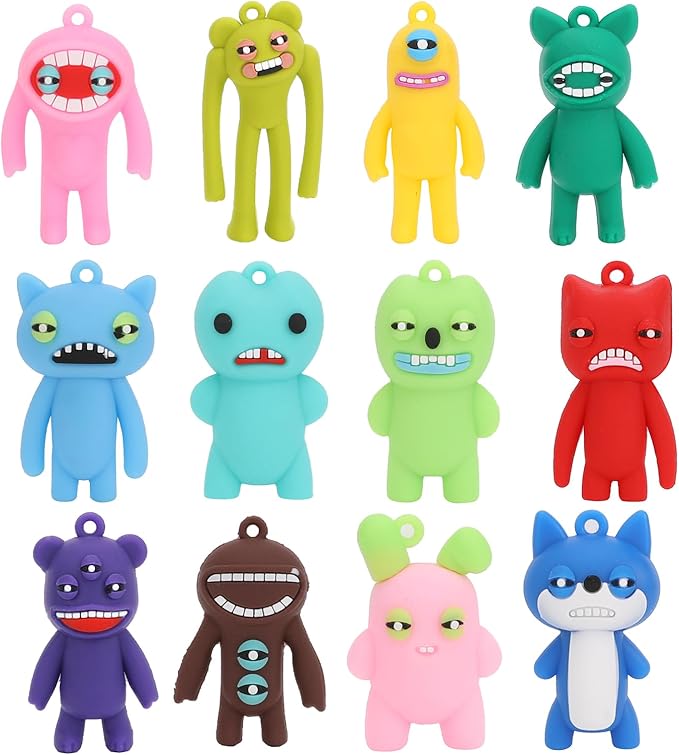 Keychain Accessory,10 Pcs Funny Ugly Monster Action Figures for Kids
