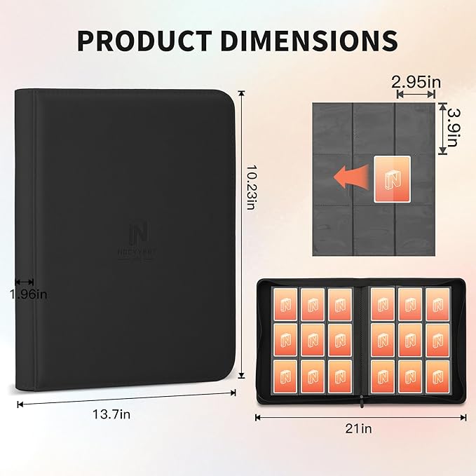 Trading Card Binder, Premium 9 Pocket 540 Double Sided Pocket Collection Binder, Card Album for TCG Card Holder for Game Card, Sports Card, Yugioh, MTG etc(Black)