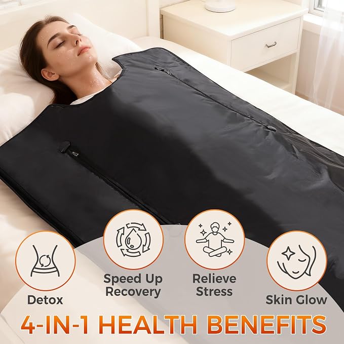 Portable Infrared Sauna Blanket for Home, 86-176℉, Detox, Circulation, Full Body Far Infrared Heating for Weight Loss, Stress Relief, Relaxation & Muscle Relief, Fast Heat-Up&Carrying Bag, 5.88x2.63ft