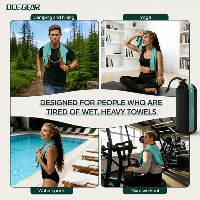 Microfiber Travel Towel, Soft Lightweight Quick Dry Towel, Super Absorbent Compact Travel & Sports & Beach Towels for Camping, Backpack, Gym, Swimming, Yoga, Hiking (Green, X Large)