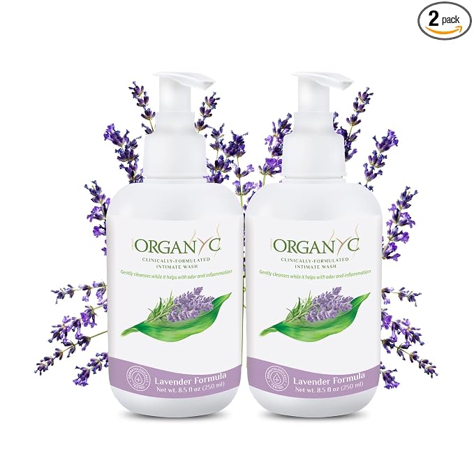 Organyc Organic Intimate Wash with Lavender Essential Oils & Flower Extracts, Gentle Cleansing Feminine Wash for Women with Sensitive Skin, Soothing pH Balance Feminine Wash, 8.5 fl oz, Pack of 2