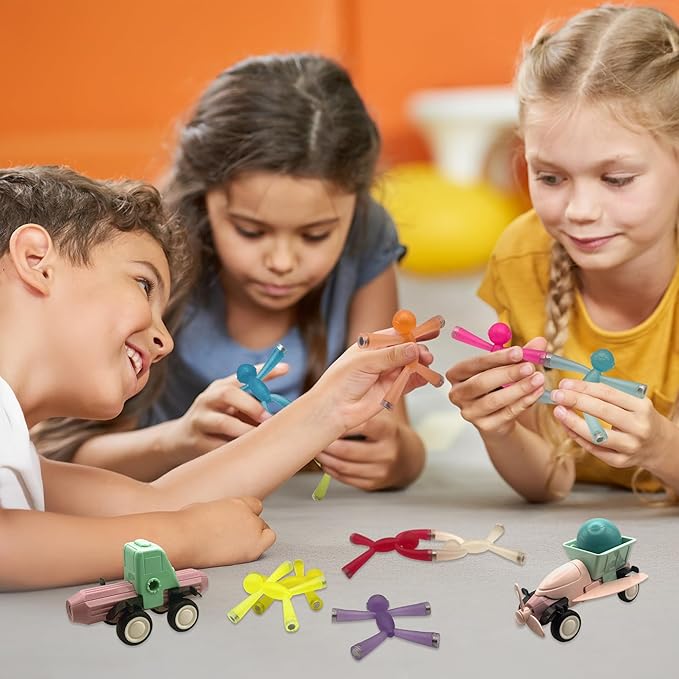 MAGMEN Enhanced Grip Magnetic Fidget Toys 10 Pack Travel Entertainment for Kids Ages 3 and Up STEM Sensory Toys for Airplane Car Trips & Quiet Play. Opaque Colors