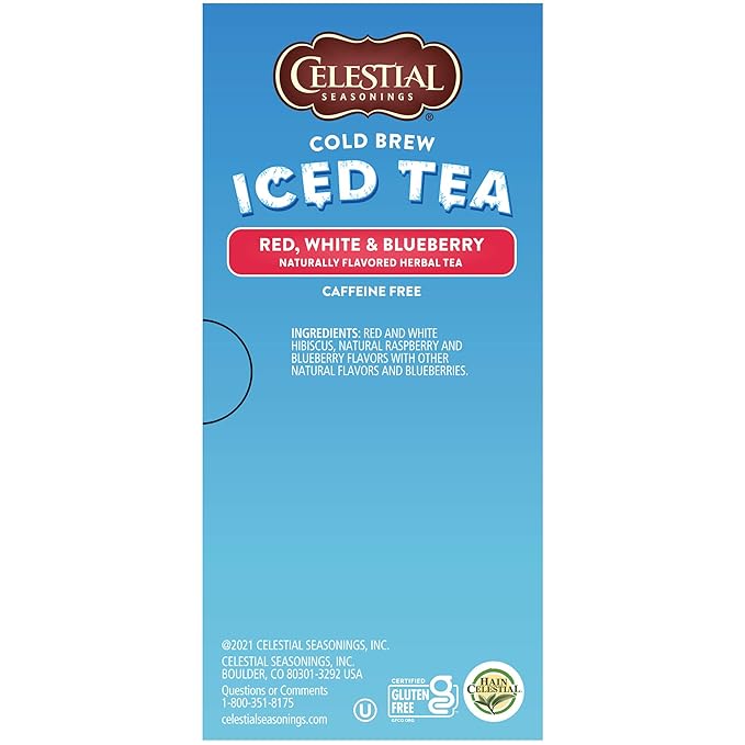 Celestial Seasonings Cold Brew Red, White & Blueberry Iced Tea Bags 18 tea bags (Pack of 2)