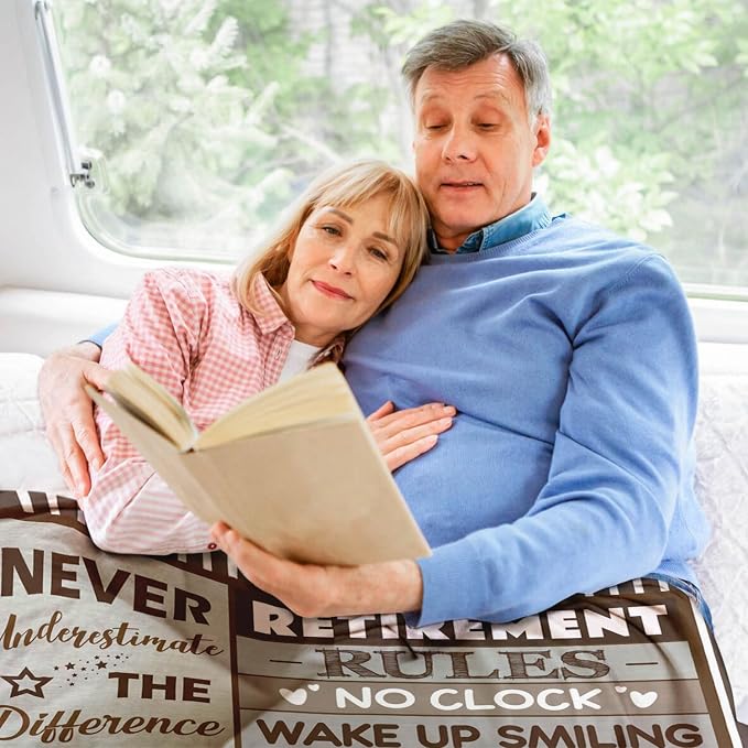 Retirement Gift for Woman or Men, Happy Retirement Blanket 50" x 60" | Happy Retirement Gifts for Coworker Teacher Boss Friends Retirees - Retirement Party Decorations Women - Retirement Blanket