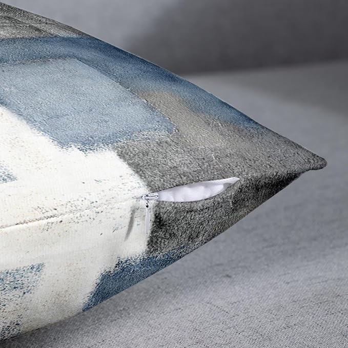 Emvency Throw Pillow Covers Set of 2, 22 x 22 Inch, Abstract Modern Blue | Painting Gray Outdoor Decorative Square Pillow Cases Couch Cushion Case for Couch Bed Sofa Living Room Home Decor