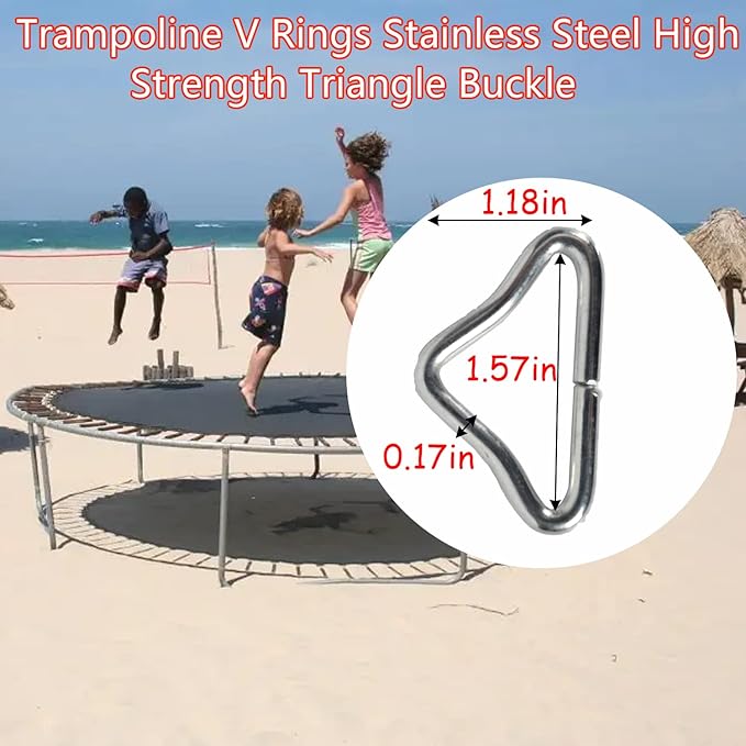 24 Pcs Replacement Trampoline Springs + 24 Pcs Triangle Ring Buckle + 1Pcs T Hook Heavy Duty Galvanized Steel Replacement Trampoline Springs 5.5 inch Universal Trampoline Accessories Silver-1