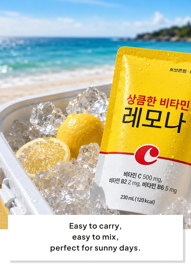 Korean Food Lemona Lemon Pouch Drink, Sour Citrus Ade, 230ml x 10 Pack | Refreshing lemon-flavored citrus ade in convenient ready-to-drink pouches, 10-pack