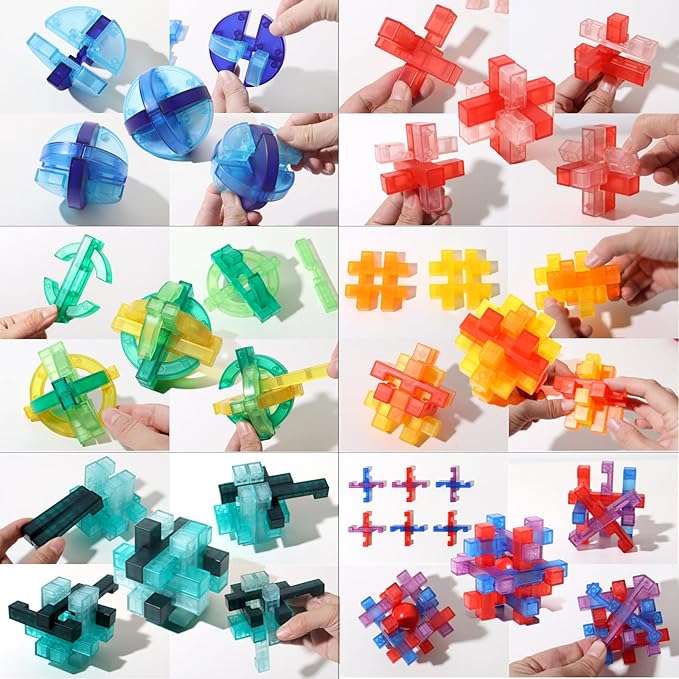 6 Pack Puzzle Games Brain Teasers Toy- 3D Puzzles for Teens and Adults -Logic Puzzle Snake Cube Magic Cube Magic Ball Brain Teaser Intellectual Removing Assembling Toy